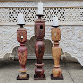 Indian Wooden Hand Carved Candle Holder Stand (Set of 3) 267